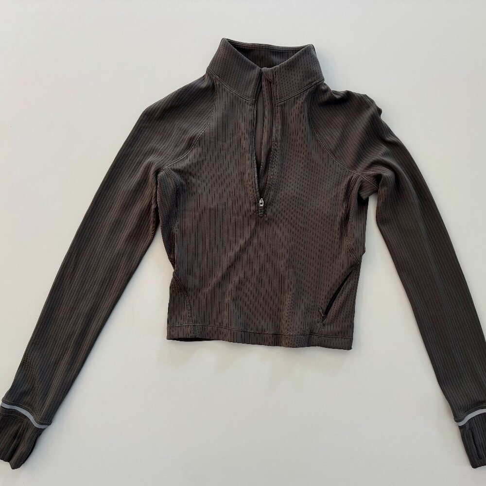 lululemon It's Rulu Ribbed Cropped Half Zip Size 2 Olive Green SOLD